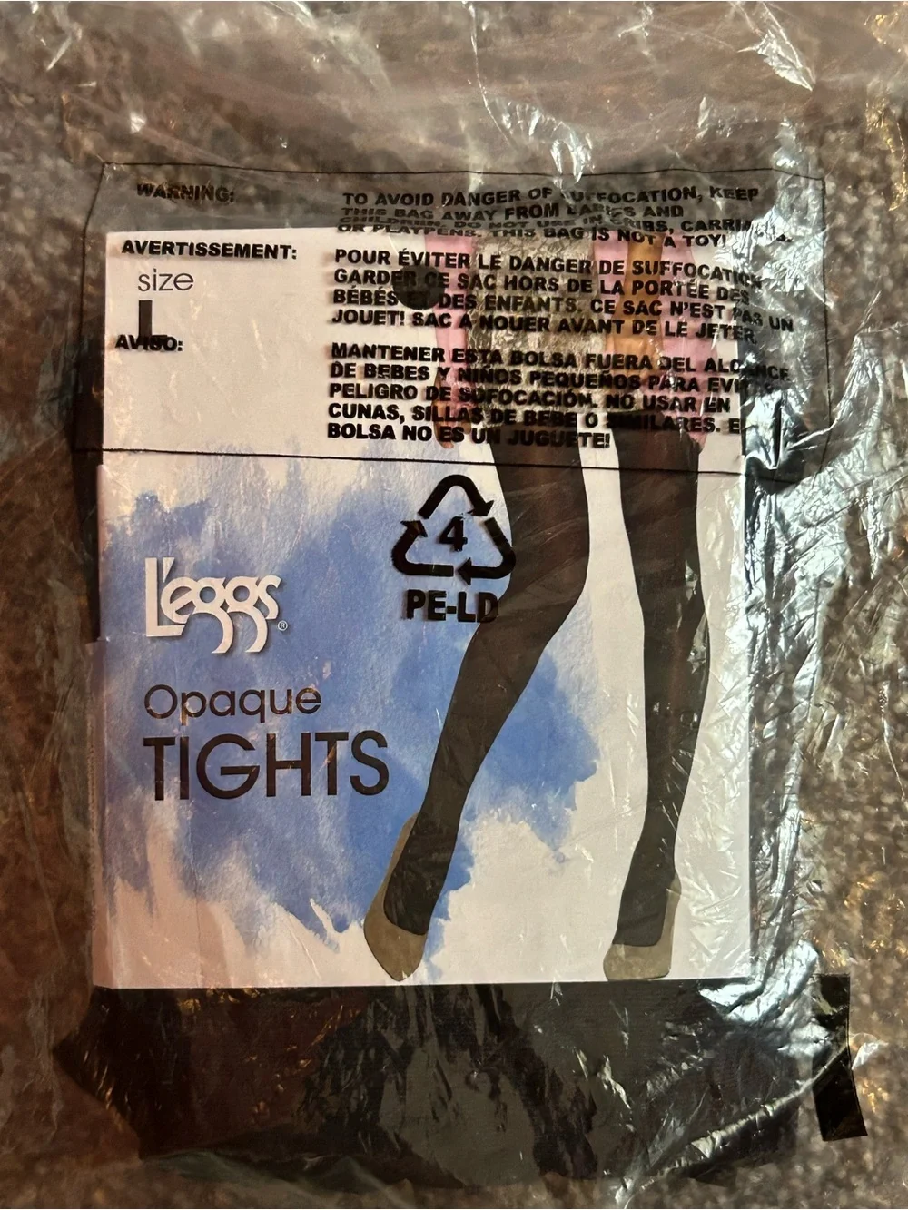 New L'eggs Opaque Tights - Size Large Black (Denier 70)